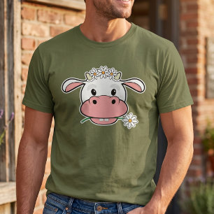 Camiseta Vaca Kawaii Engraçada - Gráfico Amante de Animais