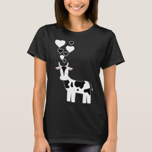 Camiseta Vaca Leiteira Fofa Com Corações-Eu Amo Vacas