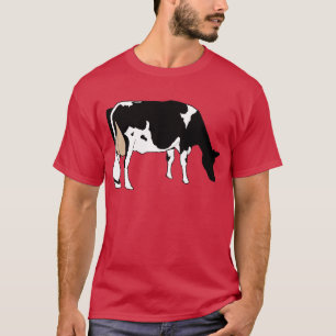 Camiseta Vaca Leiteira, Holstein, Preta e Branca, Desenho O