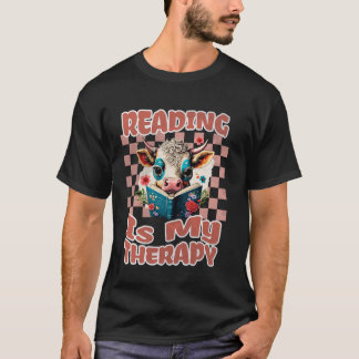 Camiseta Vaca Ler É Meu Amante de Animais de Terapia Livros