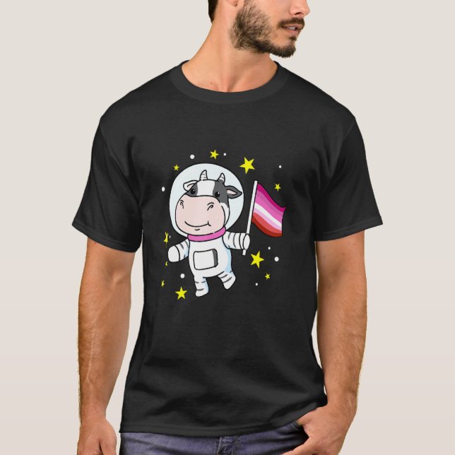 Camiseta Vaca Lésbica No Espaço Lésbica (Frente)