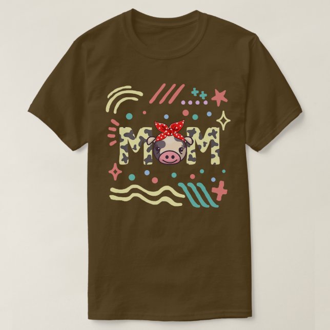 Camiseta Vaca Mãe Dia de as mães Vaca Sobrevoada Esposa Faz (Frente do Design)