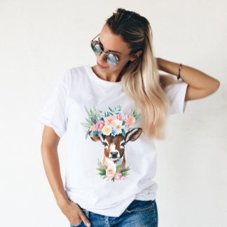 Camiseta Vaca marrom com cor aquosa e coroa