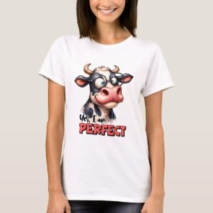 Camiseta Vaca Moderna Sarcástica Sim Eu Sou Perfeito