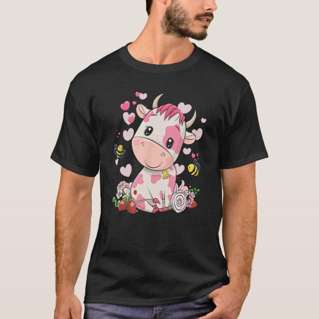 Camiseta Vaca Morango, Vaca Fofa, Vaca Rosa Pet v2 (Frente)