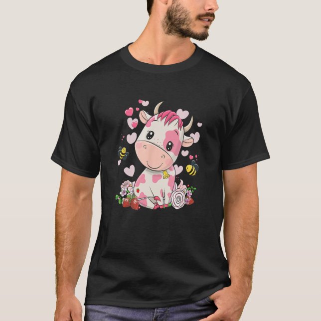 Camiseta Vaca Morango, Vaca Fofa, Vaca Rosa Pet v2 (Frente)