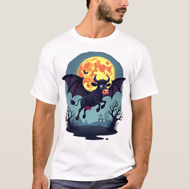 Camiseta Vaca Morcego à Meia-Noite (Frente)