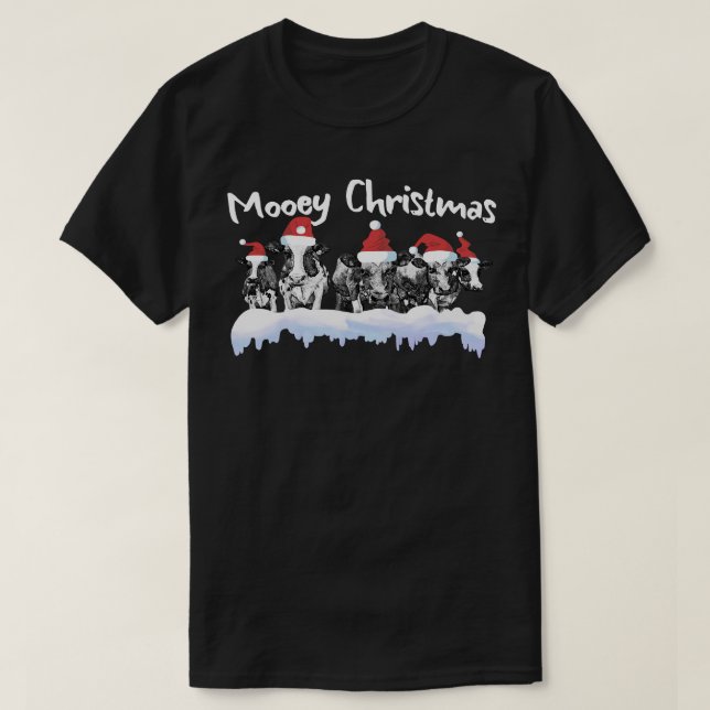 Camiseta Vaca Natal Mooey Natal Engraçada Vaca Heifer Longe (Frente do Design)