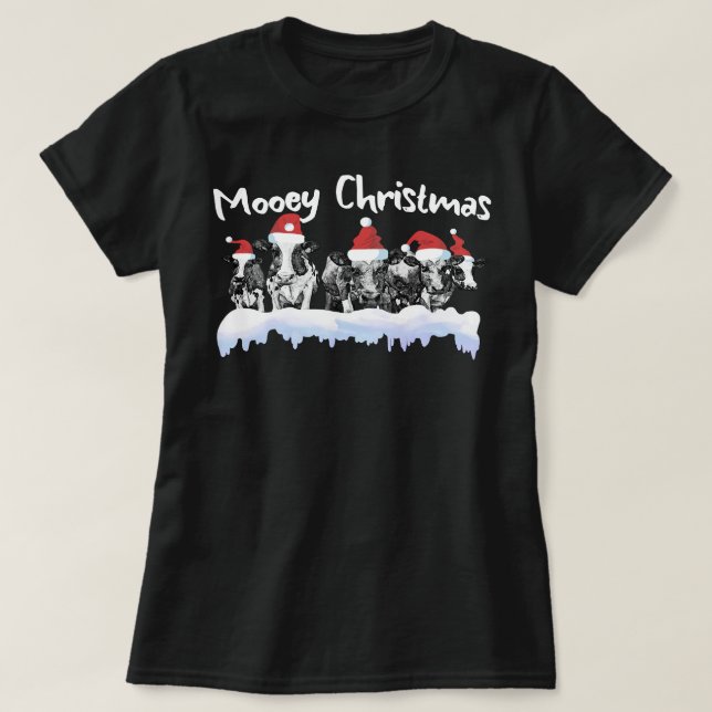 Camiseta Vaca Natal Mooey Natal Engraçada Vaca Heifer Longe (Frente do Design)