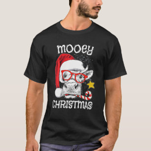 Camiseta Vaca Natal Mooey Natal Vaca Vestindo