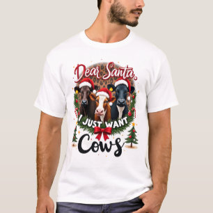 Camiseta Vaca Natal Querido Papai Noel Eu Só Quero Vacas En