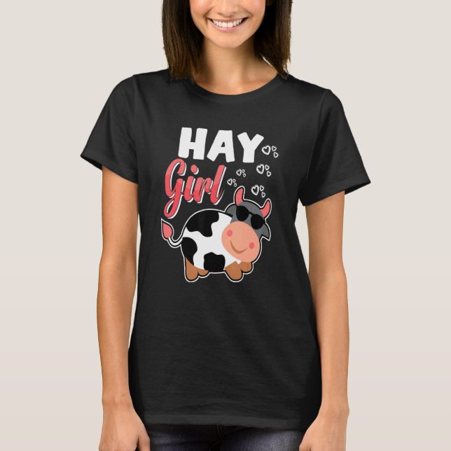 Camiseta Vaca Para Mulheres Raparigas Fazendeiros De Vaca (Frente)