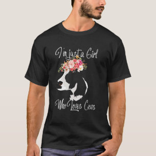 Camiseta Vaca Para Mulheres Sou Apenas Uma Garota Que Ama V
