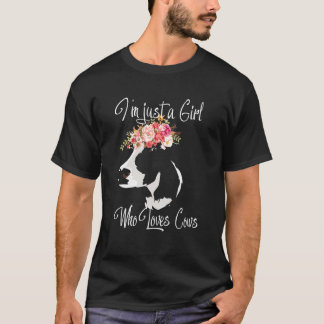 Camiseta Vaca Para Mulheres Sou Apenas Uma Garota Que Ama V