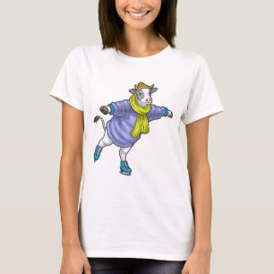 Camiseta Vaca Patinação no gelo Patins de gelo Esportes de