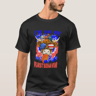 Camiseta Vaca Patriótica Vaca das Terras Altas Estou no Meu