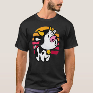 Camiseta Vaca Pôr do Sol Retro Vaca