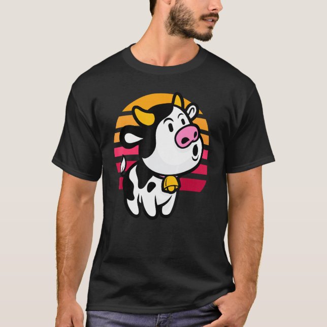 Camiseta Vaca Pôr do Sol Retro Vaca (Frente)