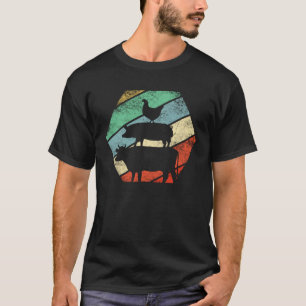 Camiseta Vaca Porco Galinha Animal Vintage Animais Retro