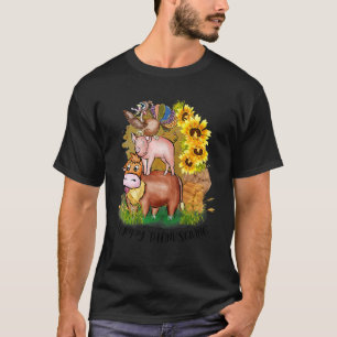 Camiseta Vaca Porco Peru Feliz Dia de Ação de Graças para M