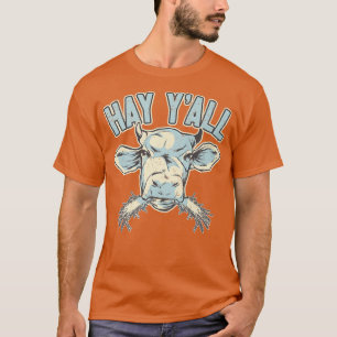 Camiseta Vaca Povoada Fazendeiro Hay Y'All Cow
