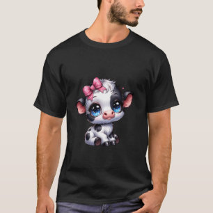 Camiseta Vaca preta e branca incrível segurando coração ros