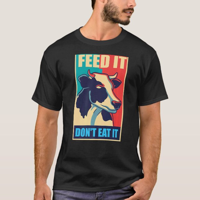 Camiseta Vaca protege animais leiteiros vegetarianos comem  (Frente)