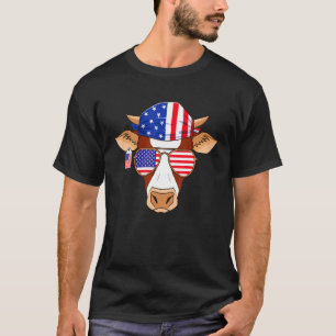 Camiseta Vaca Quatro De Julho Patriótico Bandeira Americana