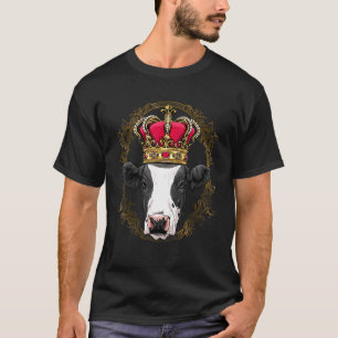 Camiseta Vaca Rei Vestindo Coroa Rainha Vaca Animal