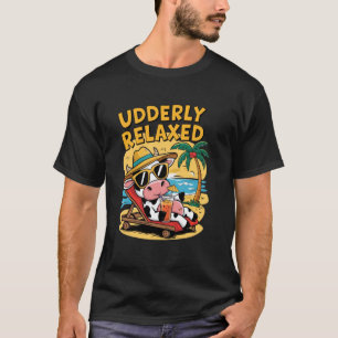 Camiseta Vaca Relaxada em uma Cadeira de Decks - Gráfico Ud