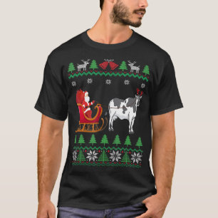 Camiseta Vaca Rena Arrastando Trenó do Papai Noel Fazendeir