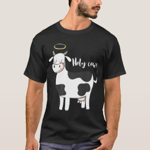 Camiseta Vaca Sagrada Vaca Com Halo Anjo Piada Premium