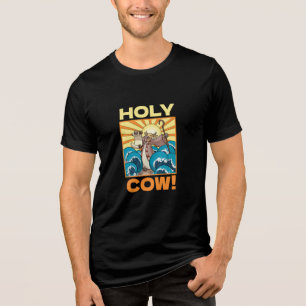 Camiseta Vaca Santa Engraçada! Cartografia Visual Pun Anima