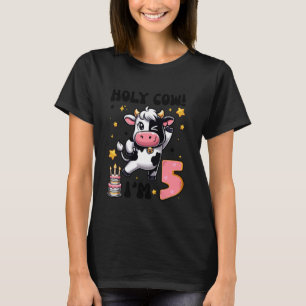 Camiseta Vaca Santa Eu Tenho 5 Anos Meninos Meninas Criança