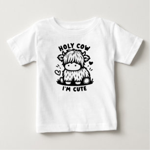 Camiseta Vaca Santa Sou Bonito para a Felicidade do Bebê