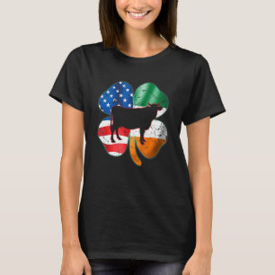 Camiseta Vaca Shamrock Irlandesa Bandeira Americana Irlanda