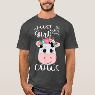 Camiseta Vaca Só Uma Menina Que Adora Leite De Vaca Farmer