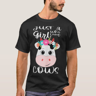 Camiseta Vaca Só Uma Menina Que Adora Leite De Vaca Farmer