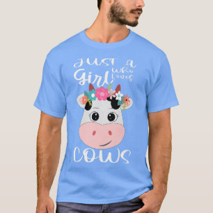 Camiseta Vaca Só Uma Menina Que Adora Leite De Vaca Farmer