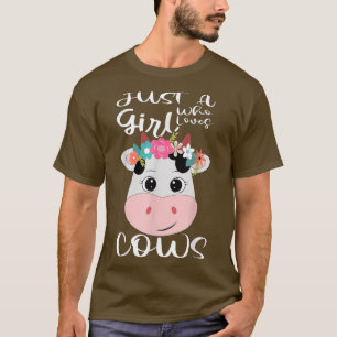 Camiseta Vaca Só Uma Menina Que Adora Leite De Vaca Farmer