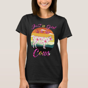 Camiseta Vaca Só Uma Menina Que Adora Leite De Vaca Farmer