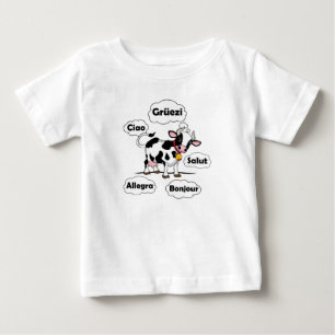 Camiseta Vaca suíça Grüezi Bonjour Ciao Suiça