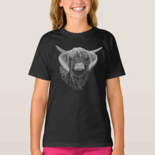 Camiseta Vaca Terrestre Escocesa Com Cabelo De Vassoura