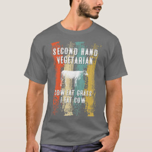 Camiseta Vaca Vegetariana De Segunda Mão Come Grama Funny S
