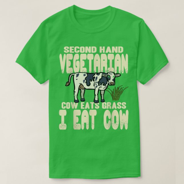 Camiseta Vaca Vegetariana de Segunda Mão come Vaca Eu como  (Frente do Design)