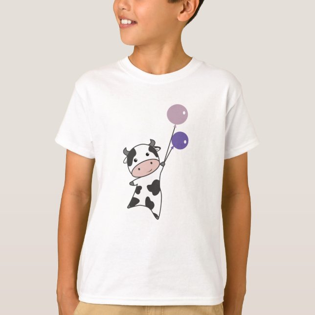 Camiseta Vaca Voa Com Balões Animais Bons (Frente)