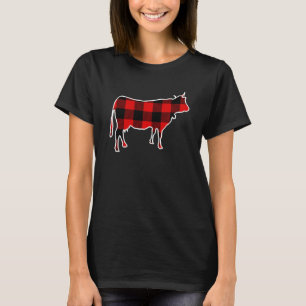 Camiseta Vaca Xadrez Búfalo Vermelho Bezerro Fazenda Pijama