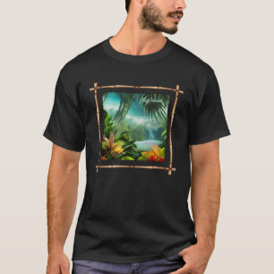 CAMISETA VACAÇÃO DE ARTE DE CENA DE ILHA TROPICAL ISLAND