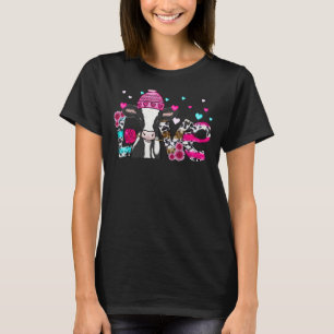 Camiseta Vacas Amor Corações Dia dos Namorados Animais de F