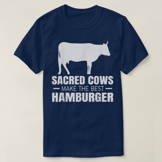 Camiseta Vacas De Fazenda Sagradas Fazem O Melhor Hambúrgue (Frente do Design)